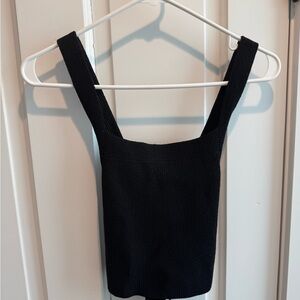 Aritzia Wilfred Black Square Neck Knit Tank Top with Open Back